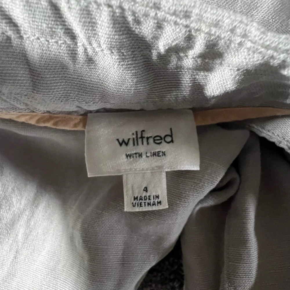 Wilfred Tapered Linen Blend Pants Womens 4‎ Grey Pleated Drawstring Trousers